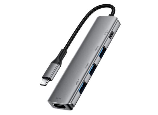 ACEFAST J16 5 in 1 USB-C Hub 4K HD PD 90W Fast Charging 5Gbps Data Transfer Docking Station - Gray